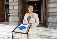 Develación del emblema del Escudo Azul al Teatro Nacional por parte de la Organización de las Naciones Unidas para la Educación, la Ciencia y la Cultura 2023